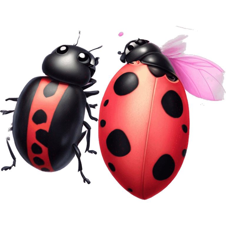 Lady bug and fluffy pink moth as best friends  emoji