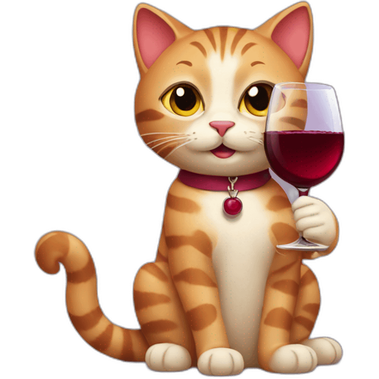 cat holding red wine emoji