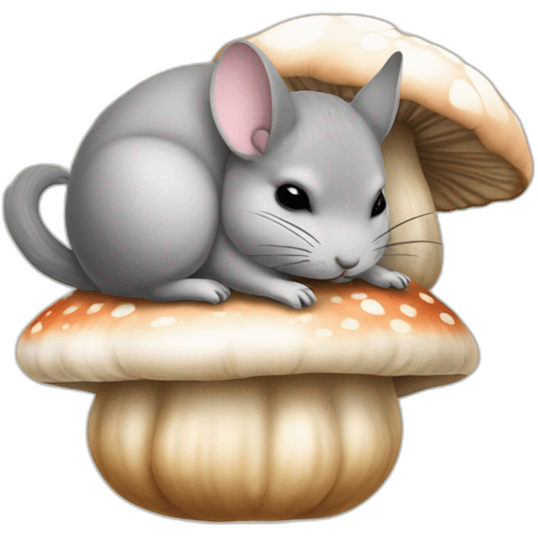 chinchilla sleeping on top of mushroom emoji