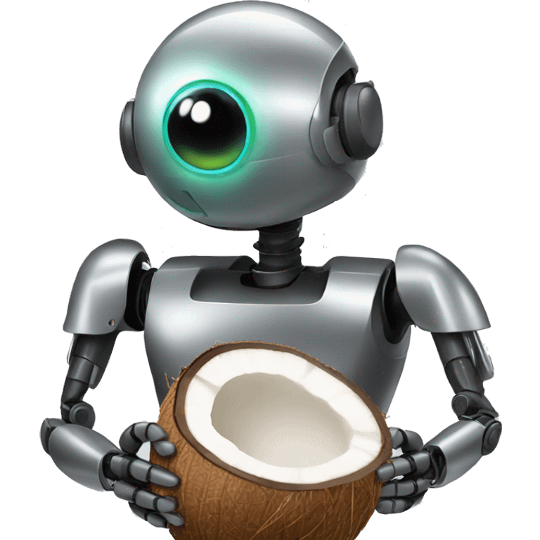 Robot with coconut emoji