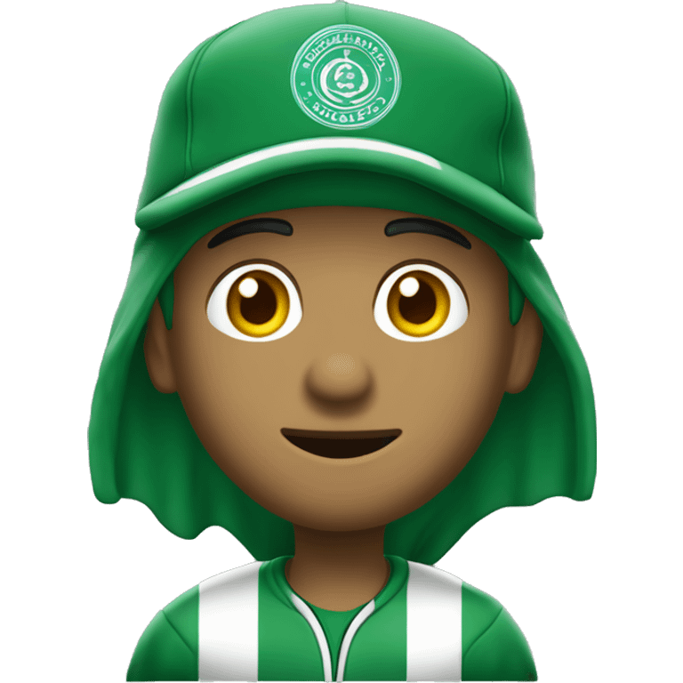 un garçon qui a une casquette porte un tenus du raja casablanca emoji