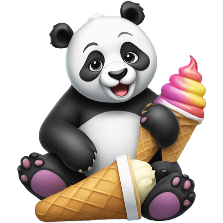 Panda eating ice cream emoji