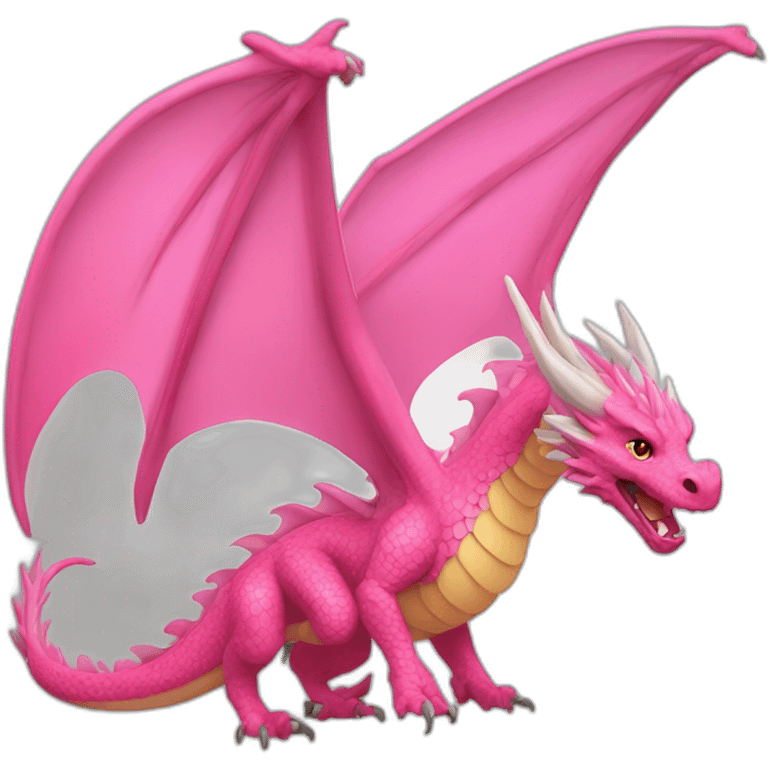 Un dragon couleur rose avec des ailes emoji