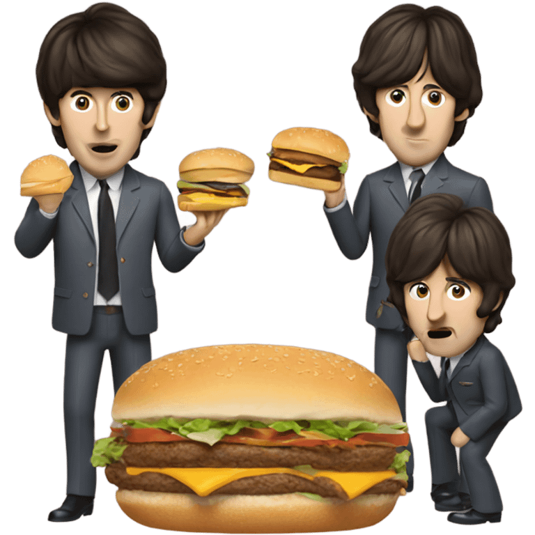 The Beatles eating a burger emoji