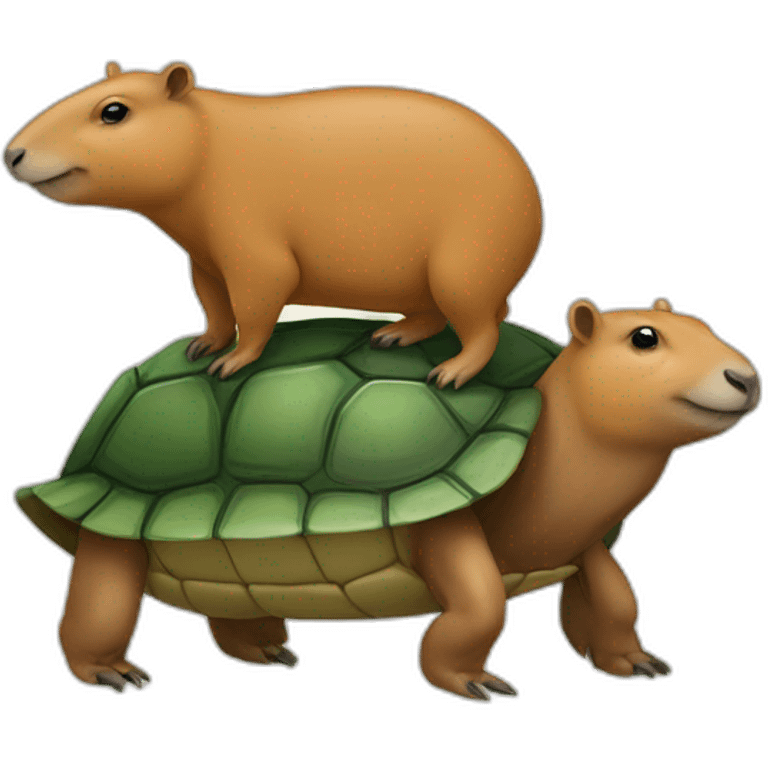 two capybaras on a turtle emoji