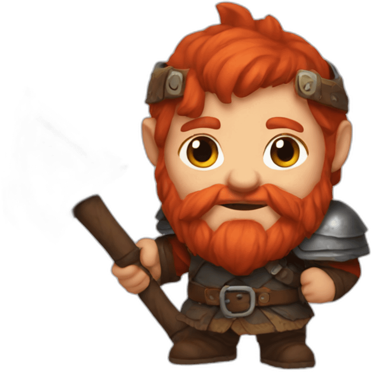 A red hair dwarf with an greataxe emoji