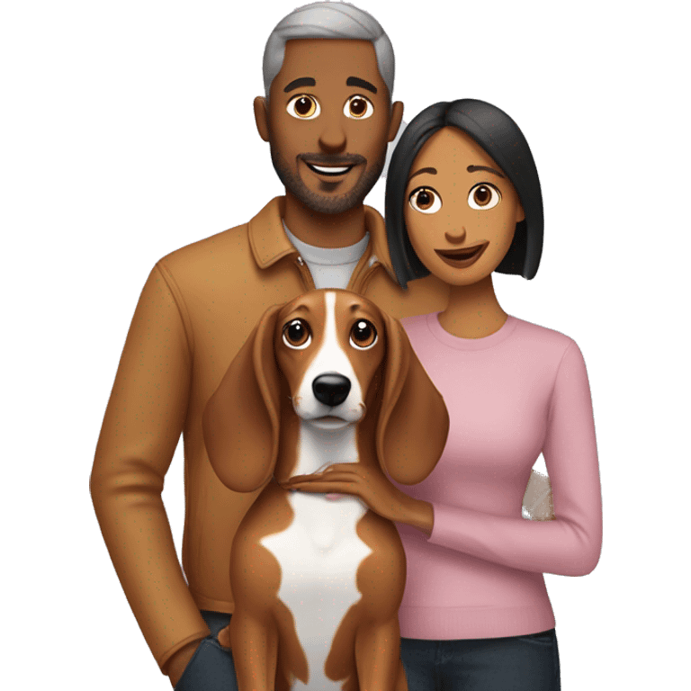 Couple with two dachshunds emoji