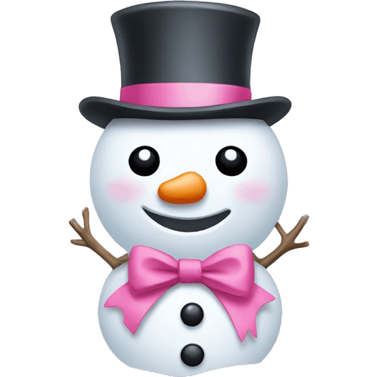 white snowman with pink bow emoji