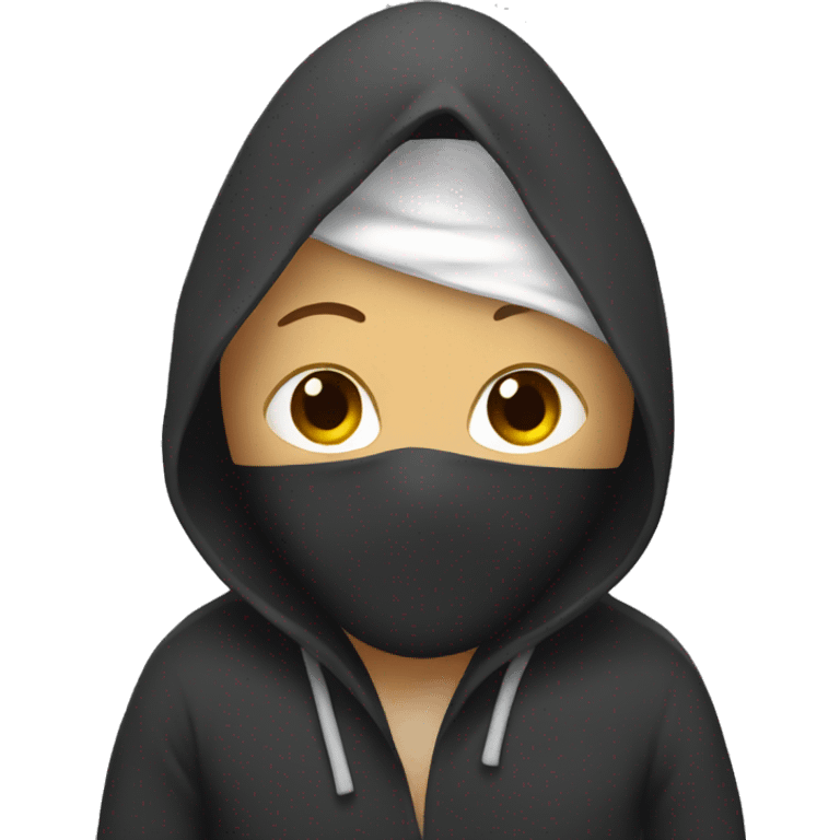 hooded person with bandages emoji