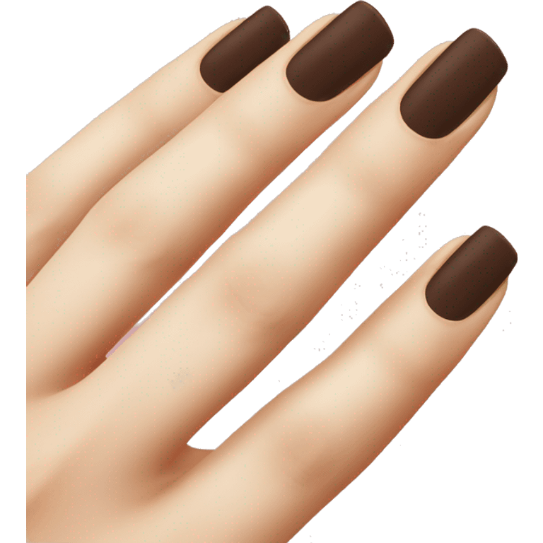 manicure with dark brown square nails emoji