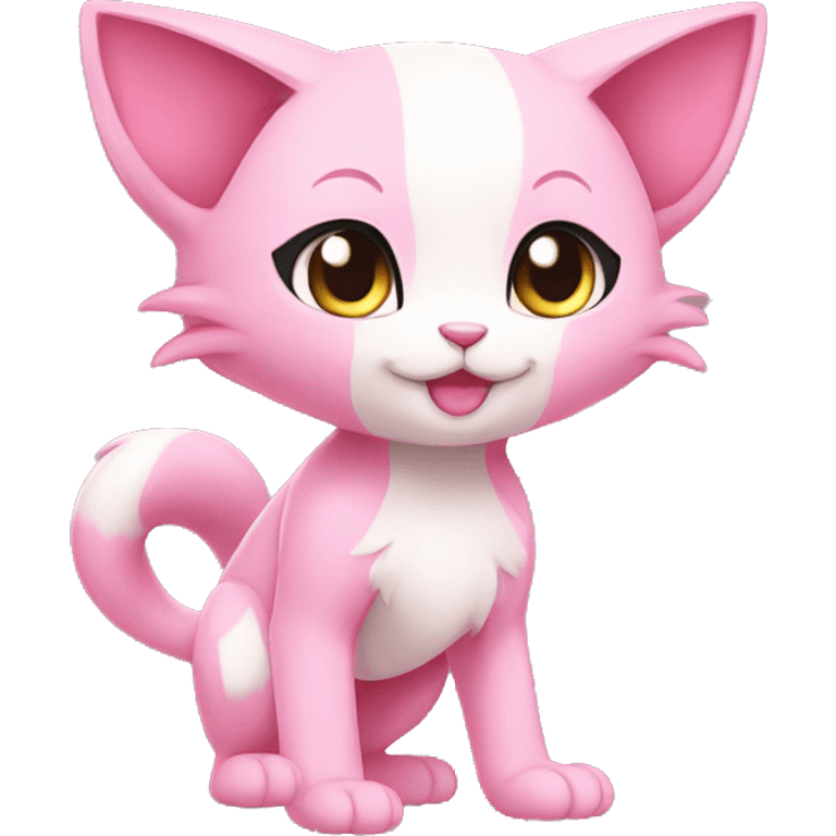 Pink Chibi Anthro Mew-Pokémon full body emoji