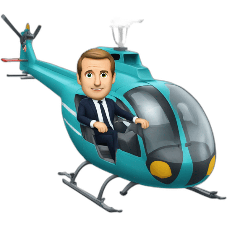 Macron qui fait dodo dans un hélicoptère emoji