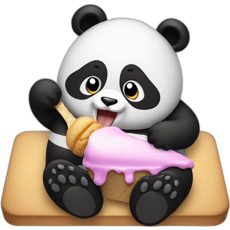 Panda eating ice cream emoji