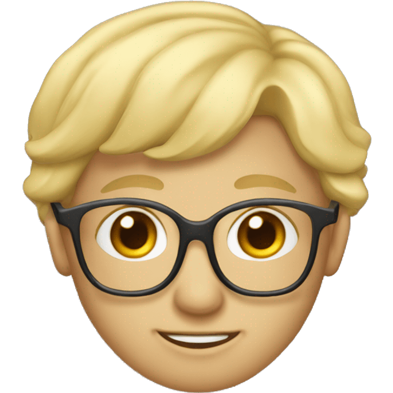 Blond hair scietific with glasses and lue eyes. emoji