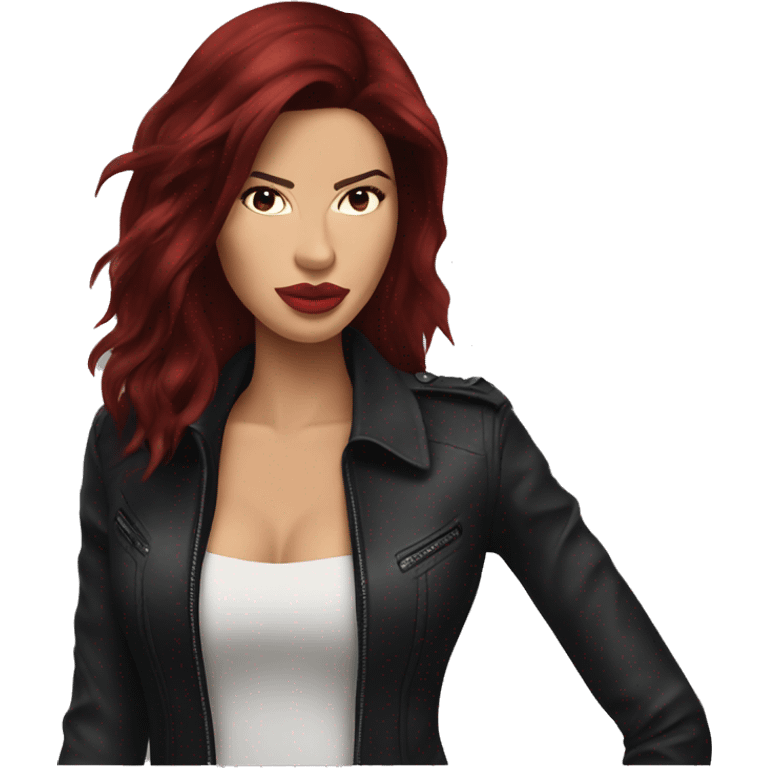 Adriana Lima with dark red hair emoji