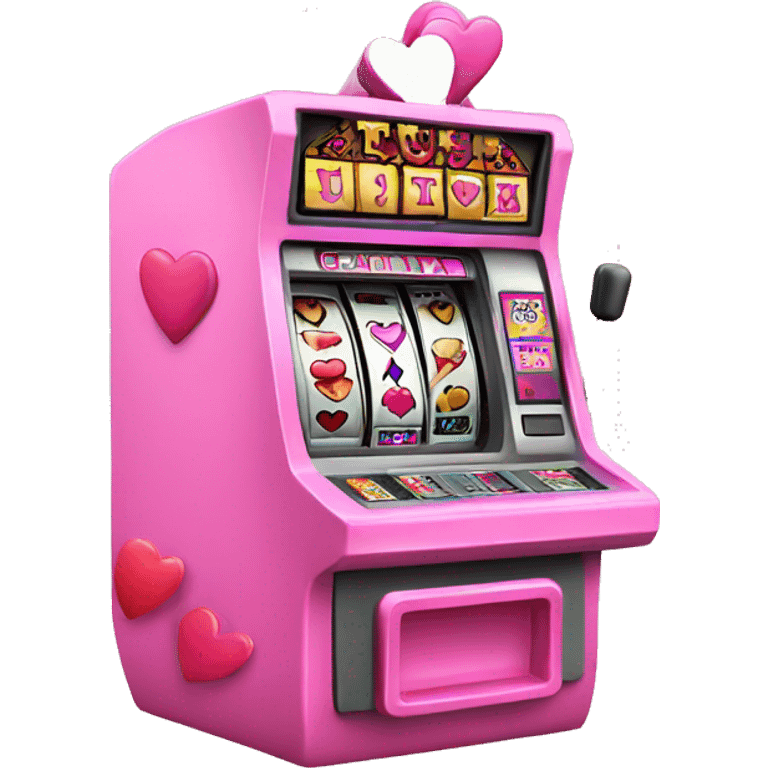 Pink gambling machine with hearts  emoji