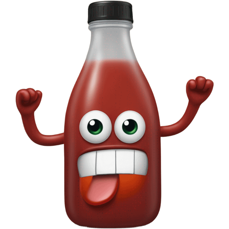 a ketchup bottle man with a surprised face  emoji