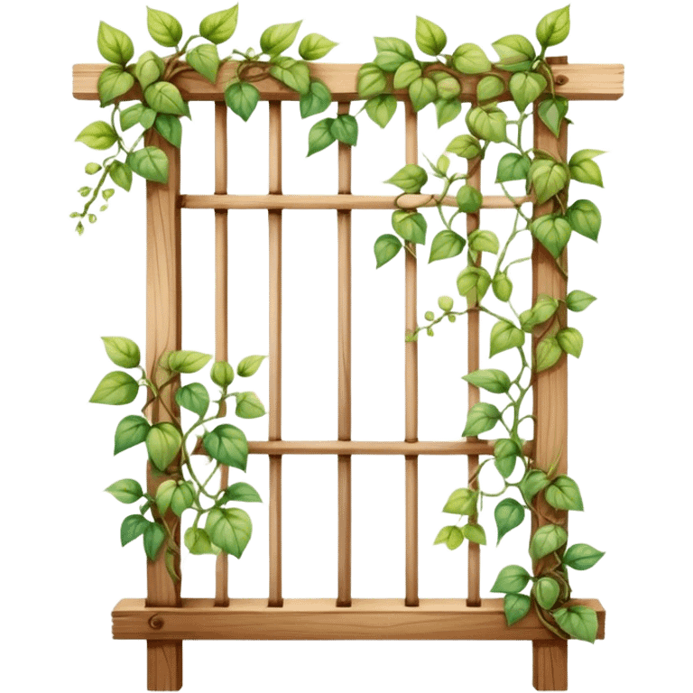 A delicate vine plant climbing a wooden trellis, painted in watercolor with soft gradients and organic details.
 emoji