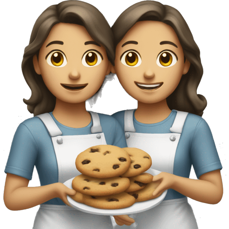 Two girls backing cookies emoji