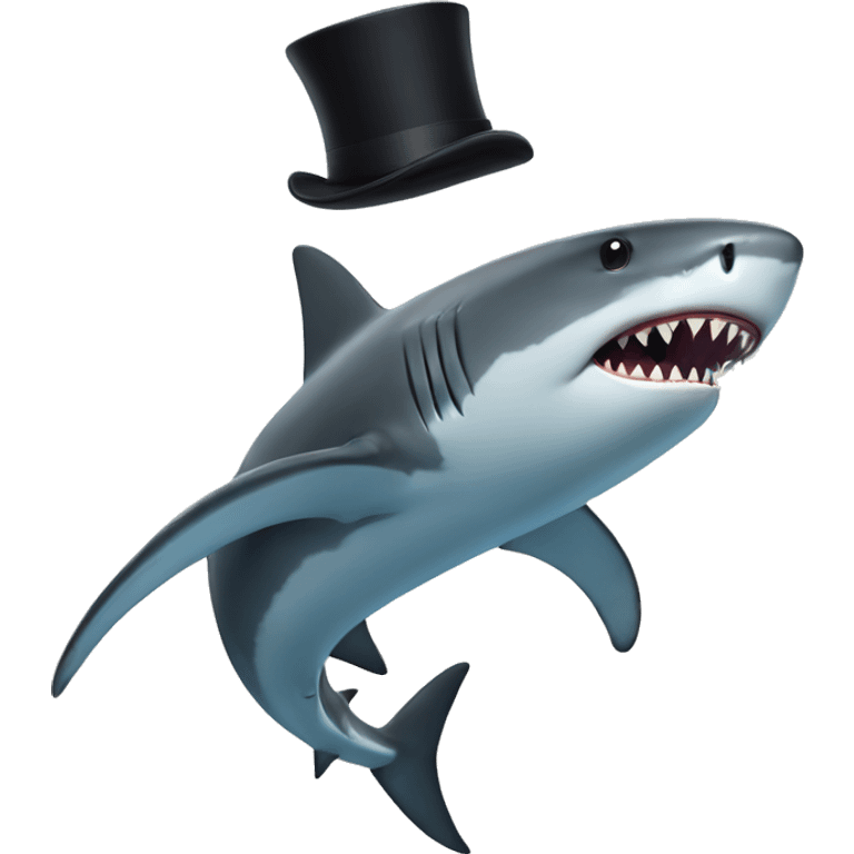 Shark with a top hat emoji