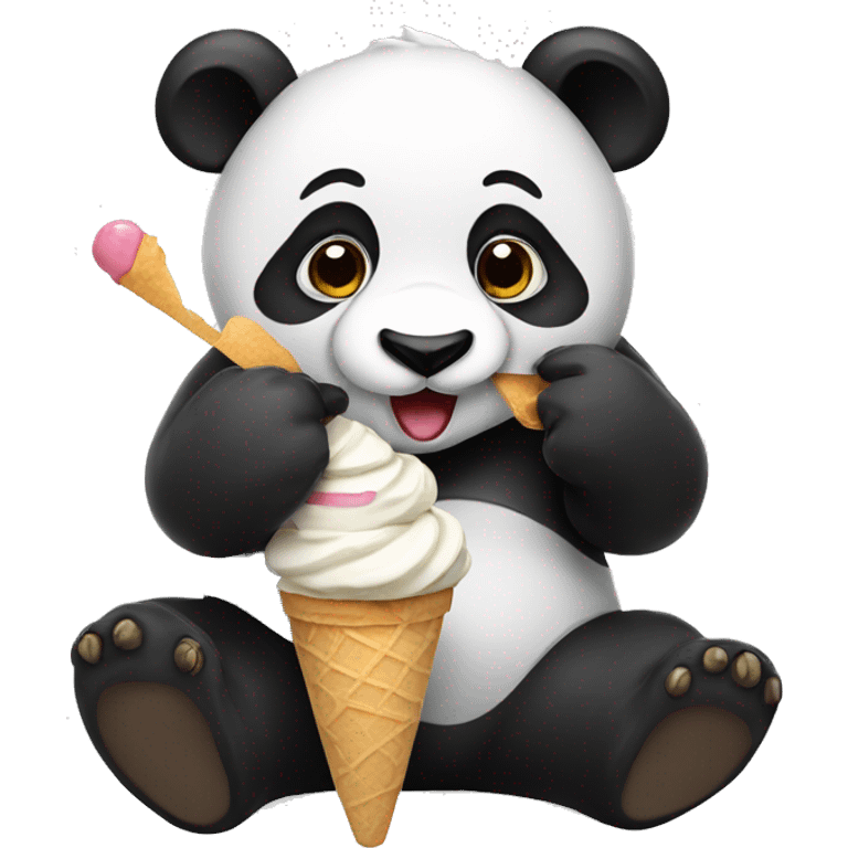 Panda eating ice cream emoji