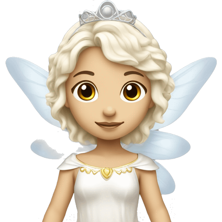 Peruvian white fairy child princess with tiara and wings black Jaír emoji