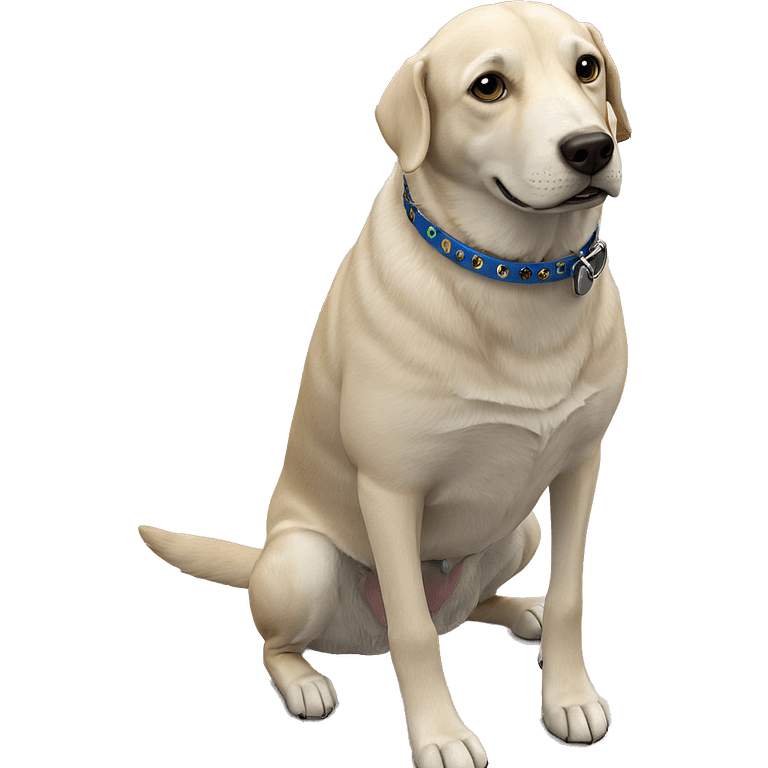 realistic dog with collar and bowl emoji