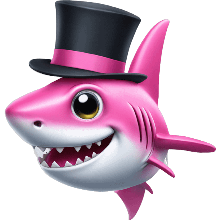 Pink Shark with glasses and a top hat emoji