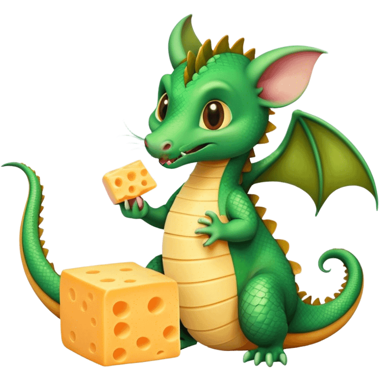 Dragon eating cheese with a mouse  emoji