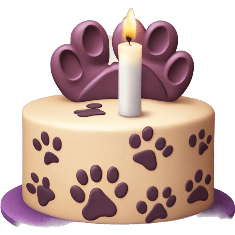 Paw print birthday cake with candle emoji