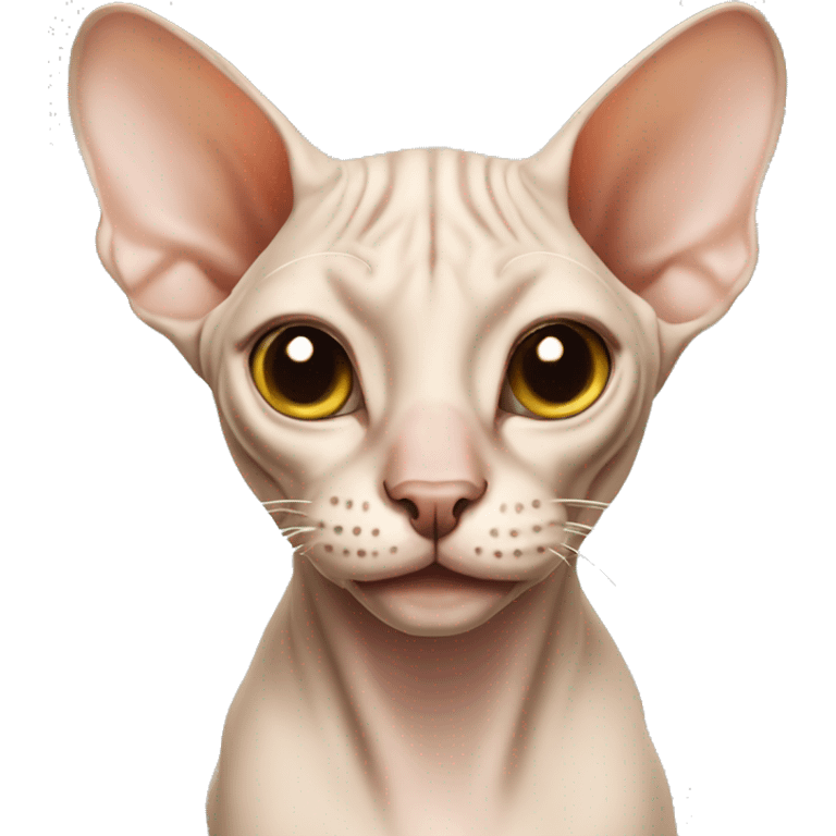 A very smiling beige sphynx cat emoji