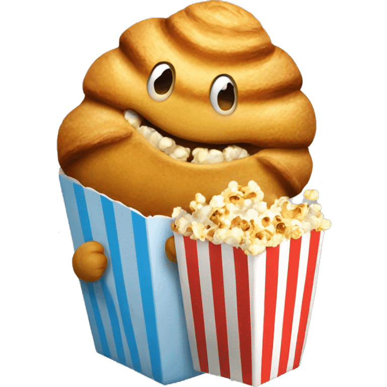 croissant eating popcorn emoji