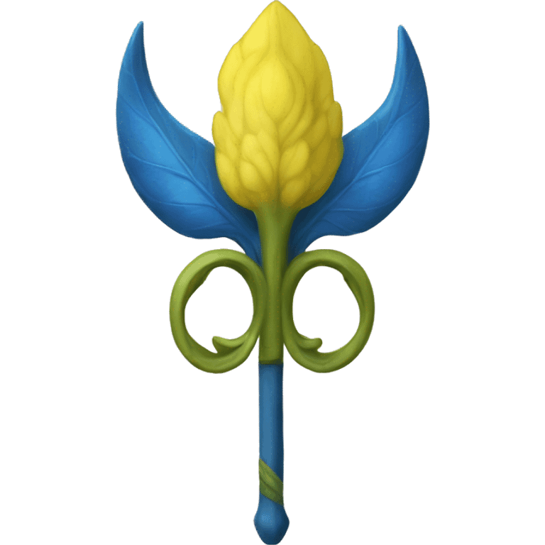 yellow-blue trident with viburnum emoji