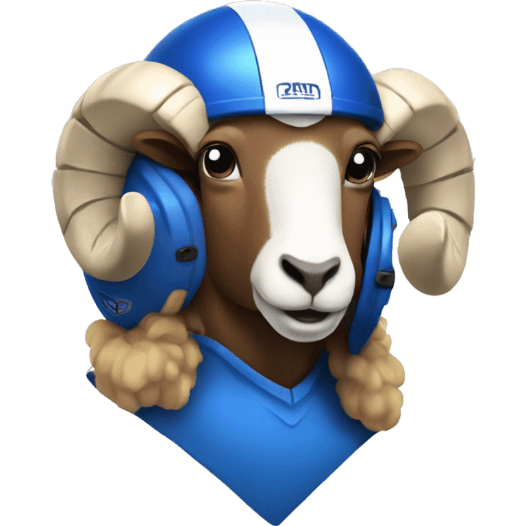 Ram wearing a blue football helmet  emoji