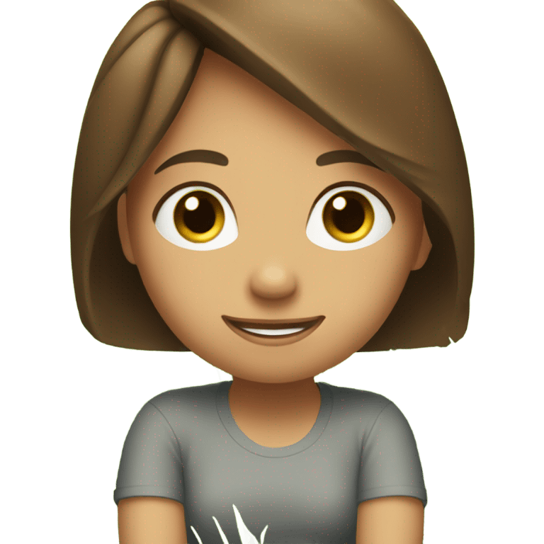 Girl with brown hair grass emoji