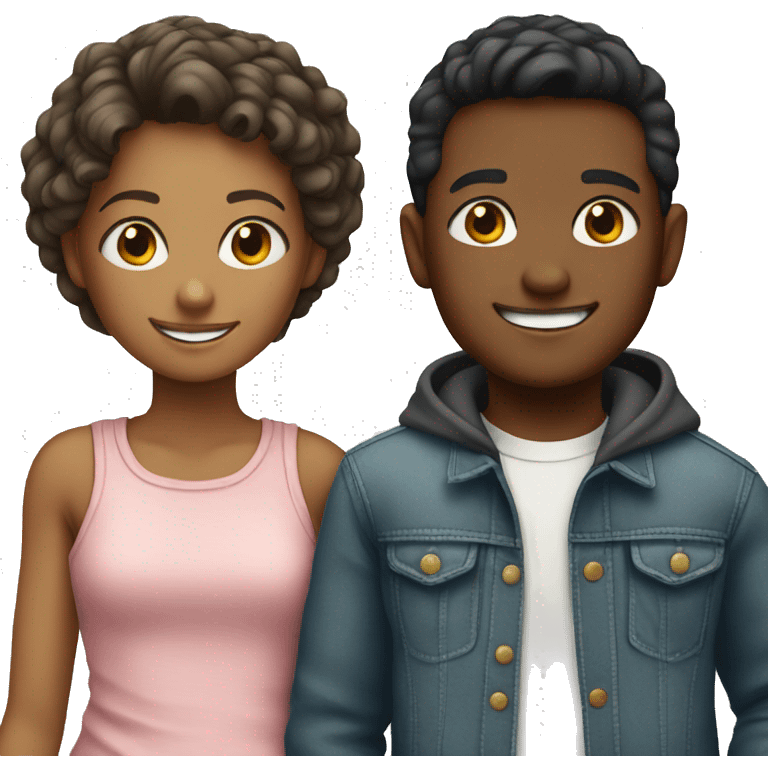 smiling boy and girl in casual outfits emoji