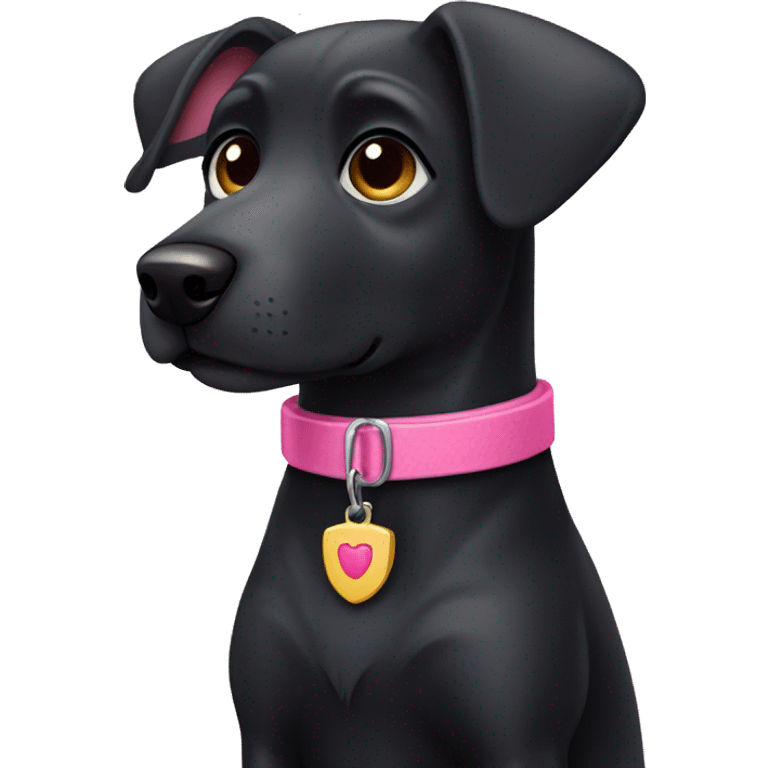 Black dog with pink collar emoji