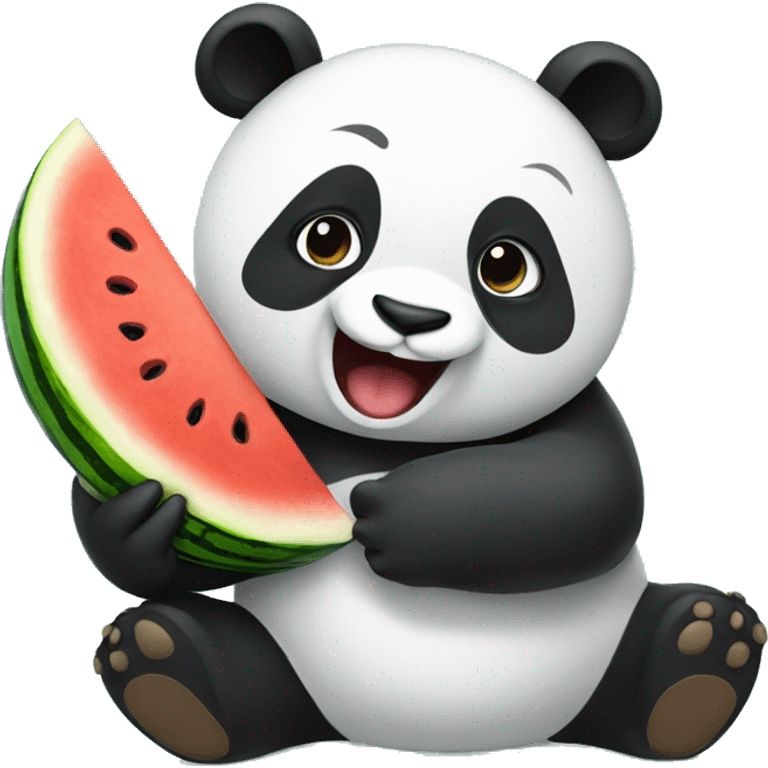 Panda eating a watermelon emoji