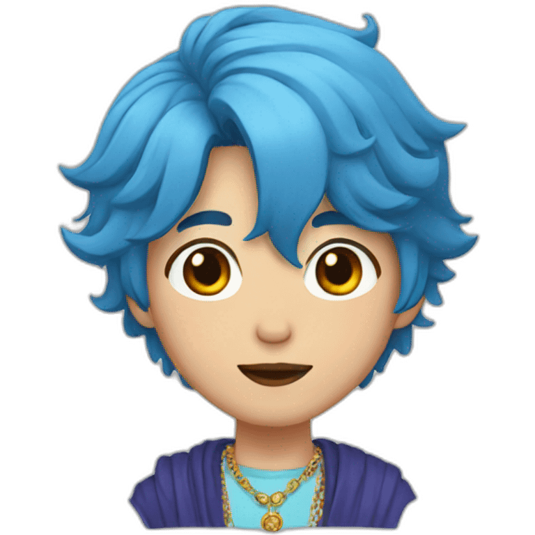 Korean guy with blue hair and jewellery  emoji