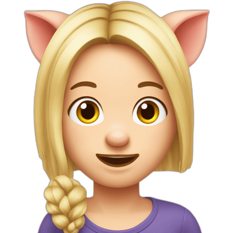 cochon avec cheveux long blond emoji