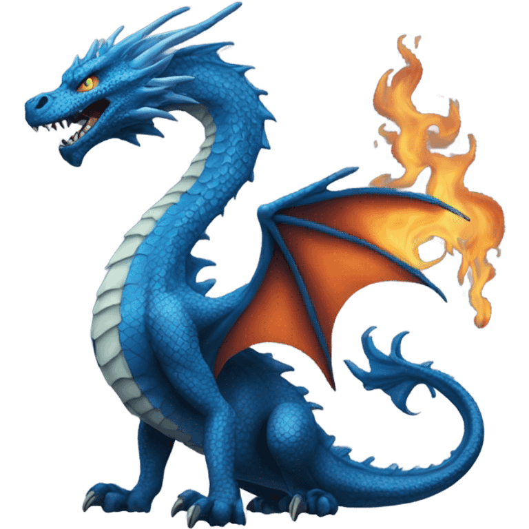 Blue dragon with fire emoji