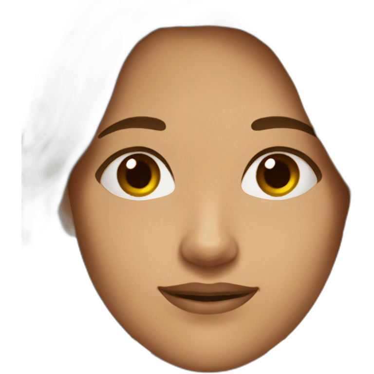 20 year old woman with long brown hair and long face with olive skin color  emoji