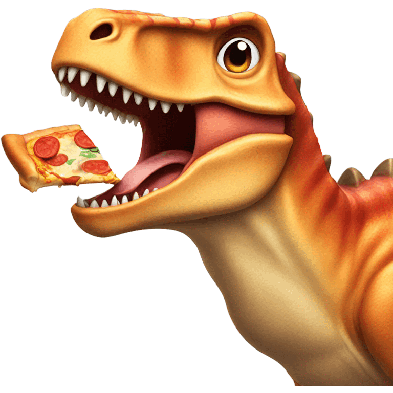 Dinosaur eating pizza emoji