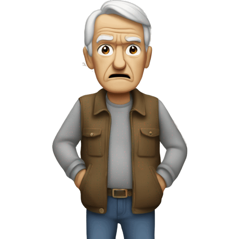 Angry old man at the shopping mall navigating through other shoppers emoji