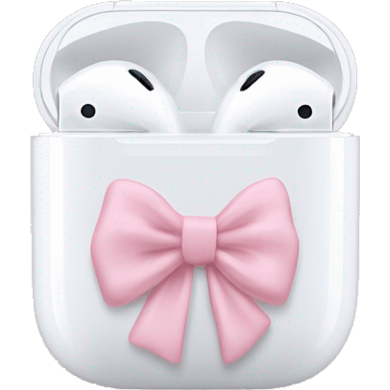 white airpod maxes with light pink bow emoji