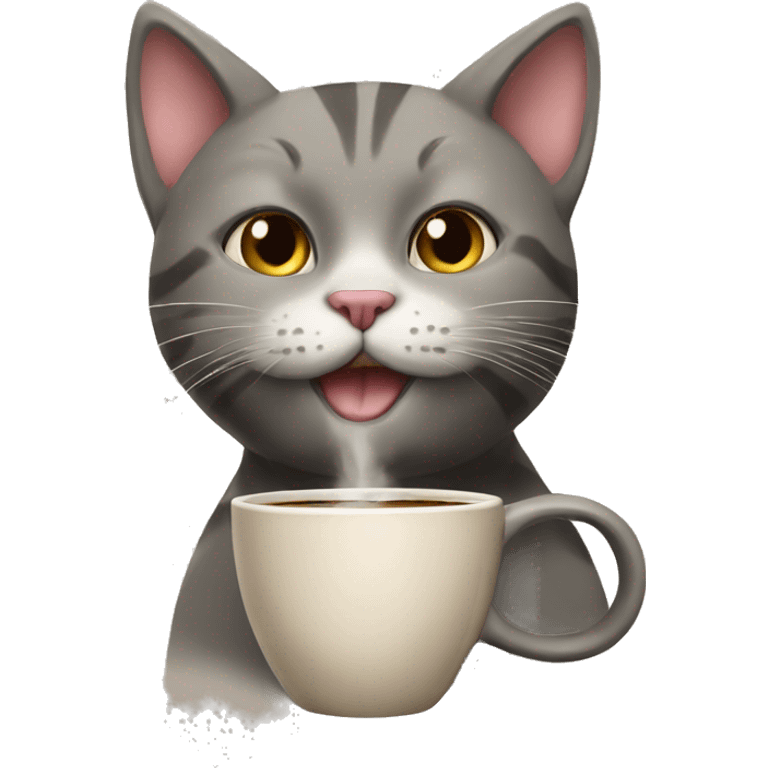 Cat drinking coffee emoji