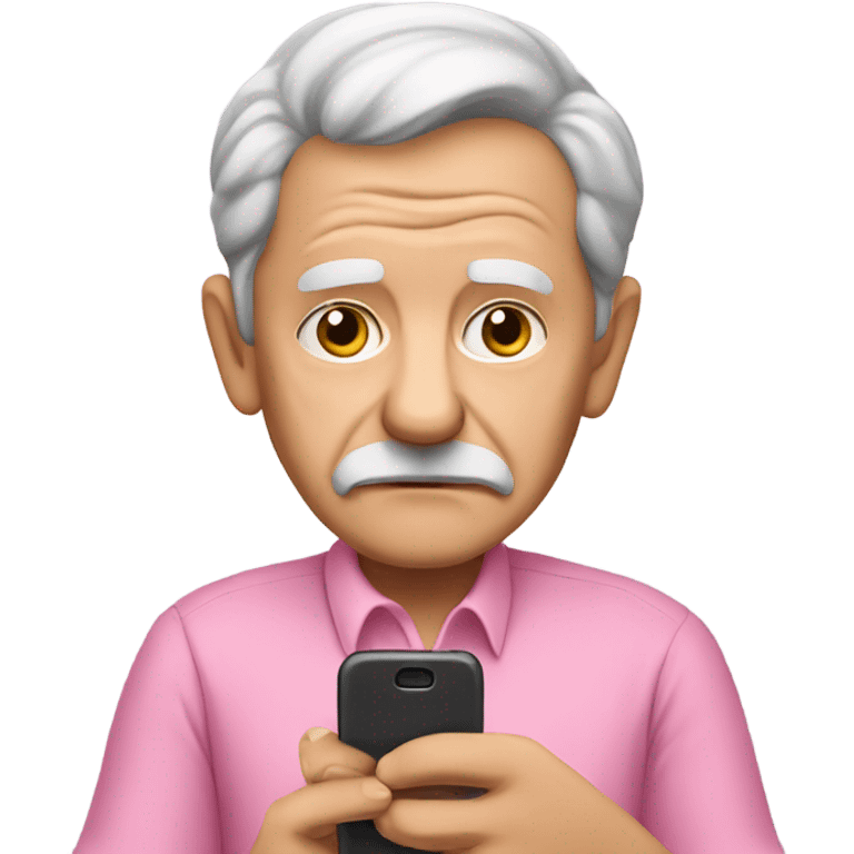 Old guy with pink shirt on his phone emoji