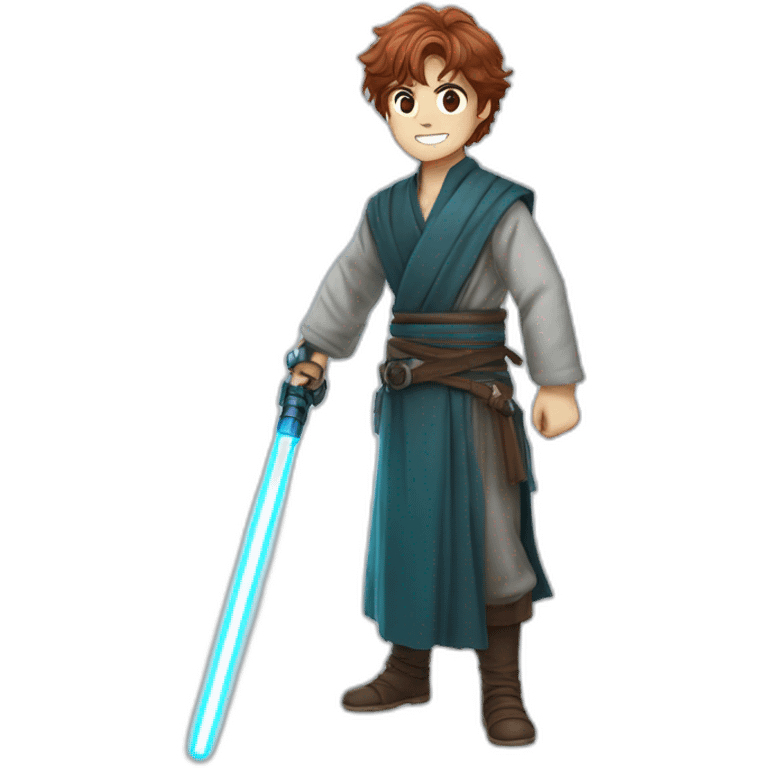 Master Yona with lasersaber  emoji