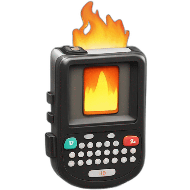 retro beeper on fire emoji