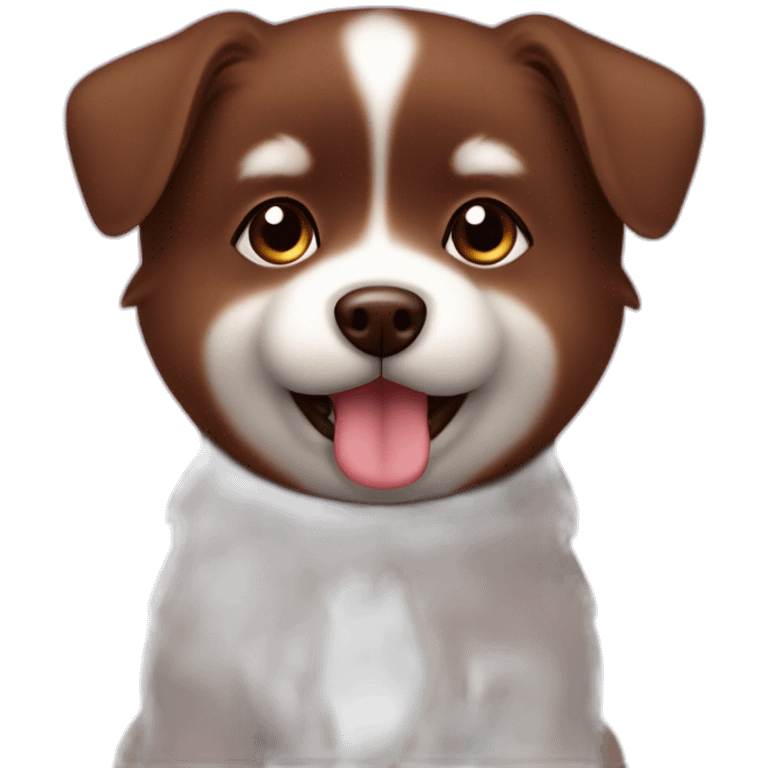 Spitz dog baby full face chocolate brown dog  emoji